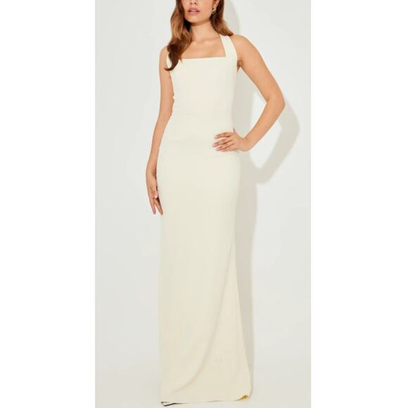 Oddmuse Butter Cream The Ultimate Muse Halter Neck Maxi Dress Size M - Picture 1 of 12